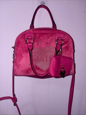 Juicy Couture Hot Pink Heart Accent Satchel Handbag